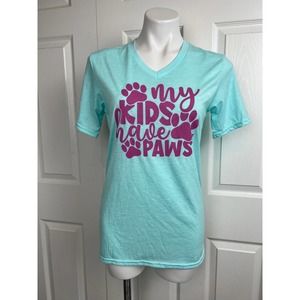 Women's Short Sleeve T-Shirt Graphic Tee  My Kids Have Paws Size S
